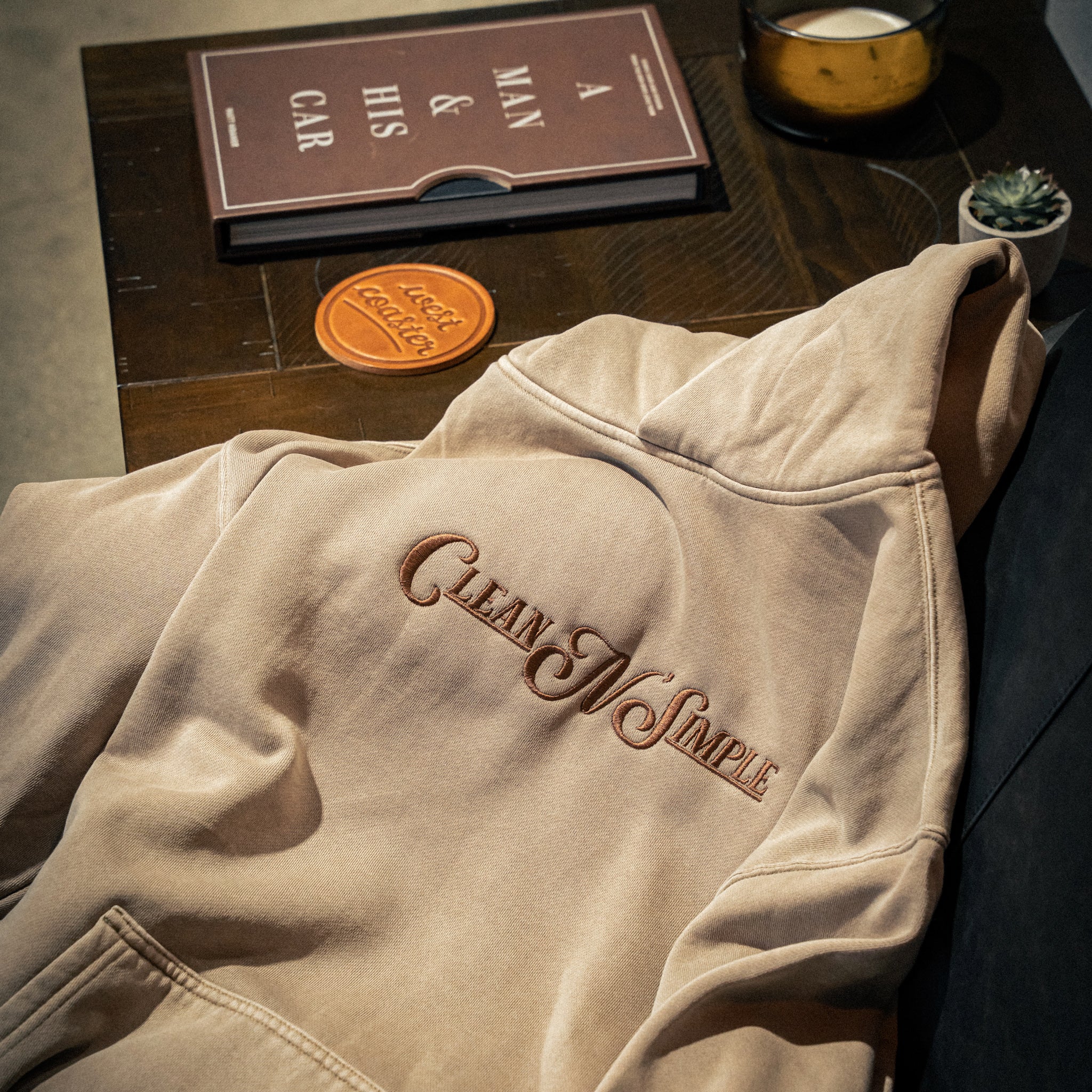 Tan Embroidered Hoodie